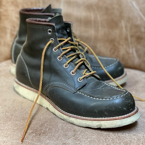 red wing moc toe green